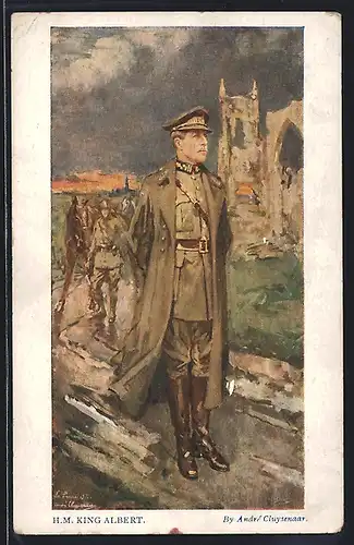 AK König Albert I. von Belgien an der Front
