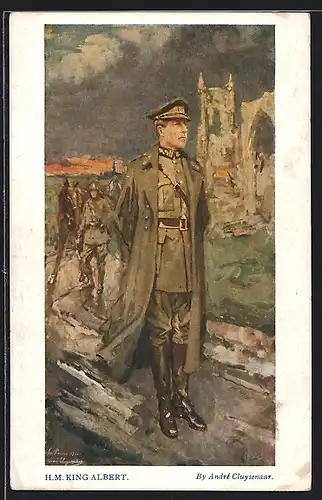 AK König Albert I. von Belgien an der Front