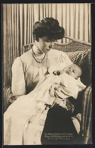 AK Son Altesse Royale la Princesse Albert de Belgique et la petite Princessa Marie José