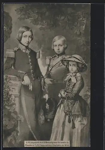AK S.M. Leopold II. S.A.R. Monseigneur le comte de Flandre et S.M. I`Imperatrice Charlotte en 1848