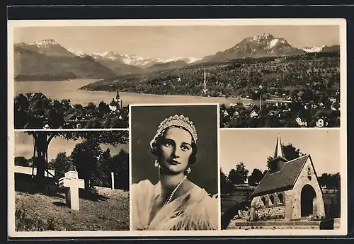 AK Küssnacht, Gedächtniskapelle S. M. Königin Astrid von Belgien, Portrait, Gesamtansicht