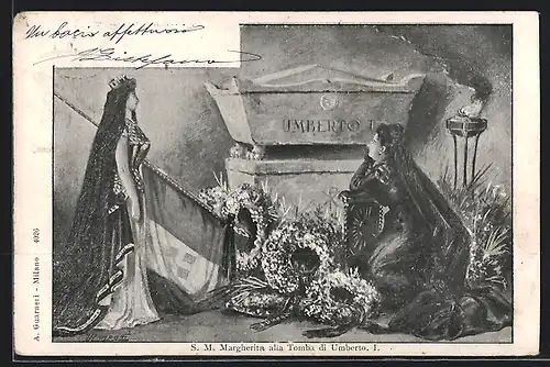 AK SM Margherita alla Tomba di Umberto I.