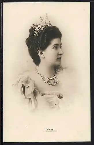 AK Bildnis der italienischen Königin Helena mit Diadem