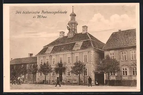 AK Mitau, Historisches Rathausgebäude, Eingangsfassade