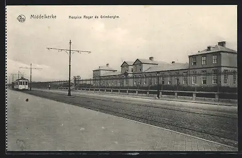 AK Middelkerke, Hospice Roger de Grimberghe, Strassenbahn