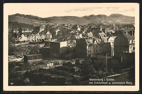 AK Waldenburg i. Schles., Panorama mit Ochsenkopf u. schwarzem Berg