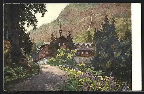 Künstler-AK Rauris, Hotel Kesselfall-Alpenhaus