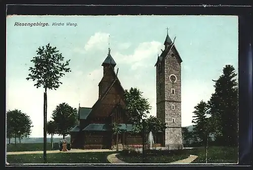 AK Brückenberg, Kirche Wang mit Springbrunnen