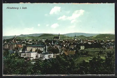 AK Hirschberg, Ortsansicht aus der Vogelschau