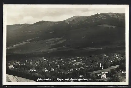 AK Schreiberhau i. Rsgb., Panorama mit Schneegruben