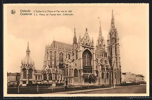 AK Ostende, L`Eglise S. S. Pierre et Paul vue de côté