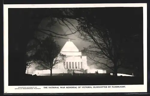 AK Victoria, The National War Memorial, Silhouetted by floodlight