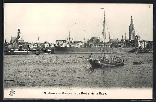 AK Anvers, Panorama du Port et de la Rade