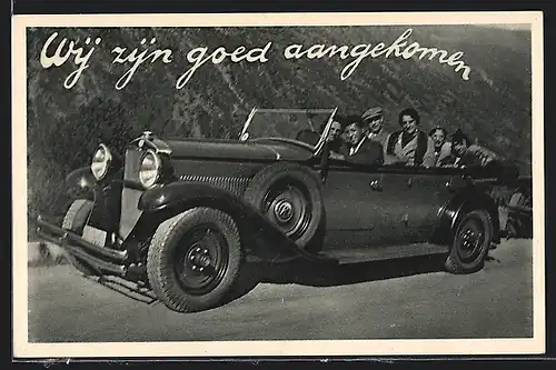AK Auto NSU-Fiat (1930-31), Familie in einem Wagen fahren einen Berg hinauf