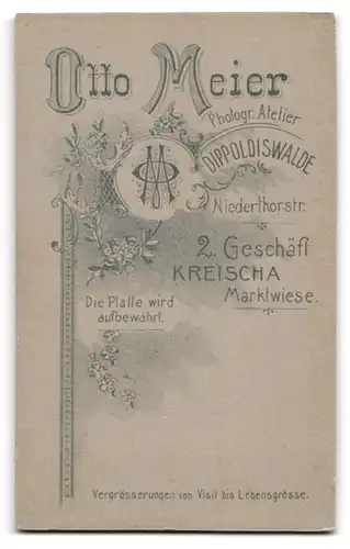 Fotografie Otto Meier, Dippoldiswalde, Niederthorstr., Junge hübsche Dame im hellen Kleid mit Brosche und lockigem Haar