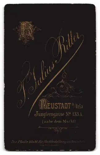 Fotografie F. Julius Ritter, Neustadt a. Orla, Jungferngasse 133A, Junge Dame mit Kruzifix