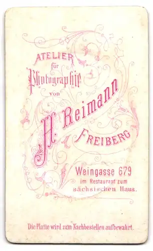 Fotografie H. Reimann, Freiberg, Weingasse 679, Bürgerlicher Knabe im Anzug