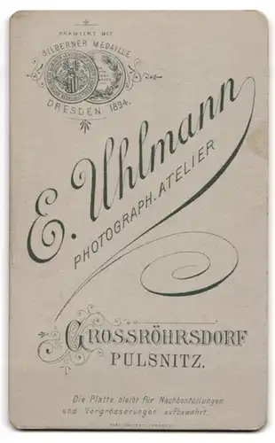 Fotografie E. Uhlmann, Grossröhrsdorf Pulsnitz, Eleganter älterer Herr mit markanter Erscheinung