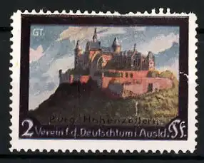 Reklamemarke Verein f. d. Deutschtum im Ausland, Ansicht der Burg Hohenzollern