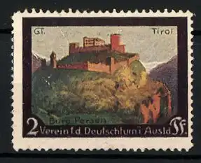 Reklamemarke Verein f. d. Deutschtum im Ausland, Ansicht der Burg Persen in Tirol