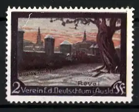 Reklamemarke Verein f. d. Deutschtum im Ausland, Stadtansicht Reval im Schnee