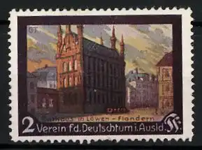 Reklamemarke Verein f. d. Deutschtum im Ausland, Rathaus in Löwen / Flandern