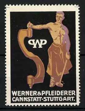 Reklamemarke Firma Werner & Pfleiderer Stuttgart-Cannstatt, Schmied