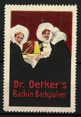 Reklamemarke Dr. Oetker's Backin-Backpulver, Frauen bei Kaffee und Kuchen