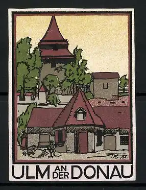 Reklamemarke Ulm a. d. Donau, Teilansicht der Stadt