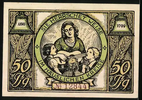 Notgeld Rudolstadt 1922, 50 Pfennig, Geburtshaus Charlotte v. I. Engefelds