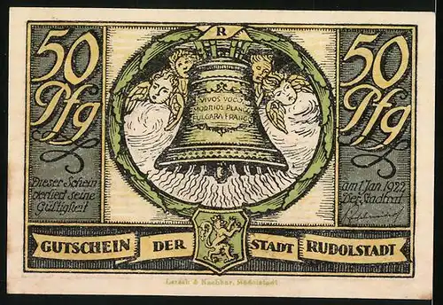 Notgeld Rudolstadt 1922, 50 Pfennig, Schiller, Das Lied von der Glocke