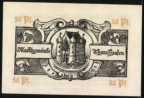 Notgeld Thannhausen / Schwaben, 50 Pfennig, Rathaus