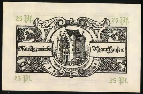 Notgeld Thannhausen / Schwaben, 25 Pfennig, Rathaus