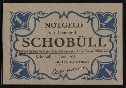 Notgeld Schobüll / Nordfriesland 1921, 1 Mark, Fischer bei der Arbeit