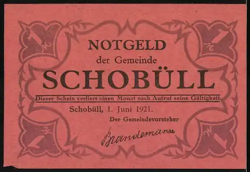 Notgeld Schobüll / Nordfriesland 1921, 1 Mark, Fischer bei der Arbeit