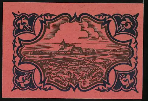 Notgeld Schobüll / Nordfriesland 1921, 75 Pfennig, Ortsansicht mit Kirche