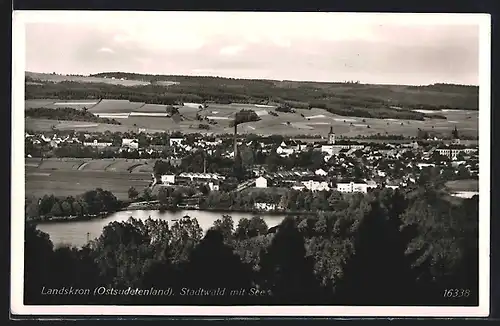 AK Landskron /Ostsudetenland, Stadtwald mit See