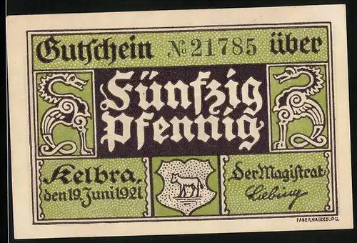 Notgeld Kelbra 1921, 550 Pfennig, Die Bismarcksäule