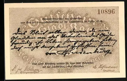 Notgeld Kahla / Saale, 25 Pfennig, Fliegeraufnahme der Leuchtenburg