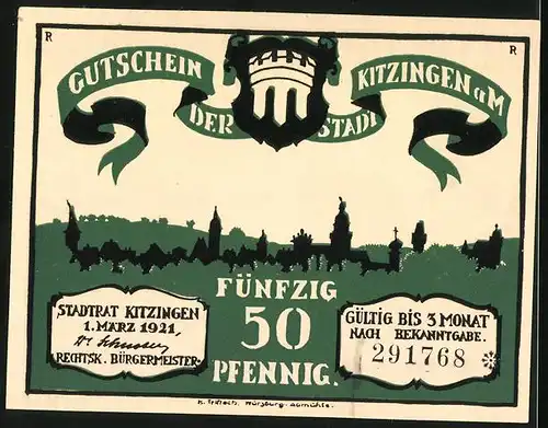 Notgeld Kitzingen a. M. 1921, 50 Pfennig, Hamsterer stehlen Geld