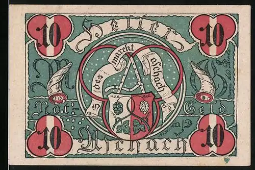 Notgeld Aschach, 10 Heller, Wappen, Füllhörner