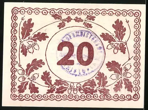 Notgeld Christofen 1920, 20 Heller, Strassenpartie mit Kirche