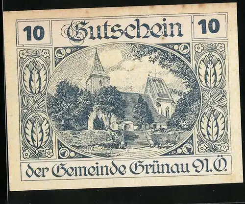 Notgeld Grünau / Almtal 1920, 10 Heller, Aufstieg zur Kirche