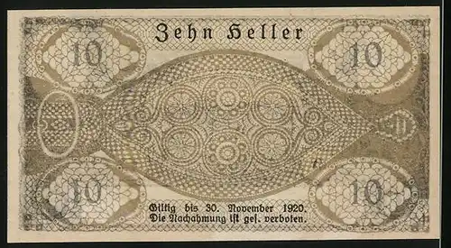 Notgeld Pattigham 1920, 10 Heller, Heilbad St. Thomas