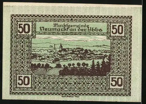 Notgeld Neumarkt a. d. Ybbs 1920, 50 Heller, Ortsansicht