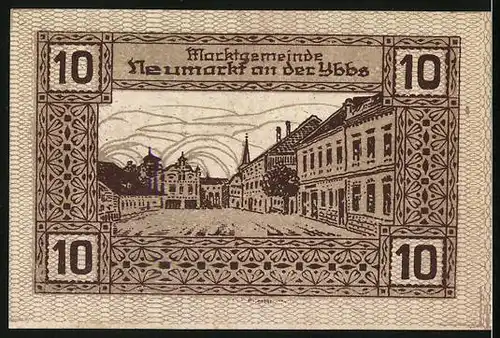 Notgeld Neumarkt a. d. Ybbs 1920, 10 Heller, Marktplatz