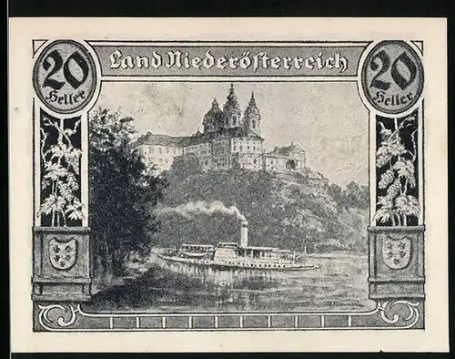 Notgeld Wien / Land Niederösterreich 1920, 20 Heller, Stift Melk