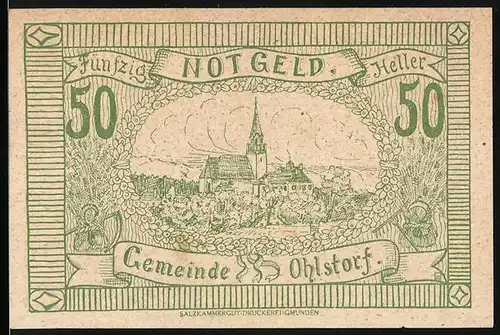 Notgeld Ohlstorf 1920, 50 Heller, Kirche