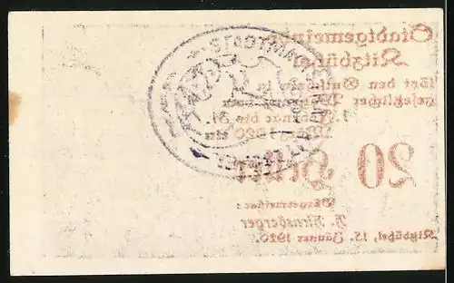 Notgeld Kitzbühel 1920, 20 Heller, Wappen und Kirche