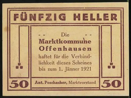 Notgeld Offenhausen 1921, 20 Heller, Bauer beim Pflügen